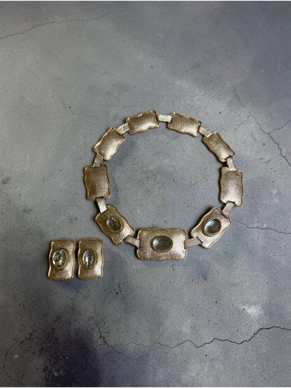 Vintage Artison Signed IXEL Silver & Gold-Tone Statement Necklace & Earrings